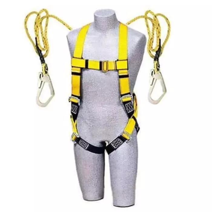 chandok-safety-belt-harness-with-double-lanyard-polyester-adjustable-fit-yellow-and-black-color