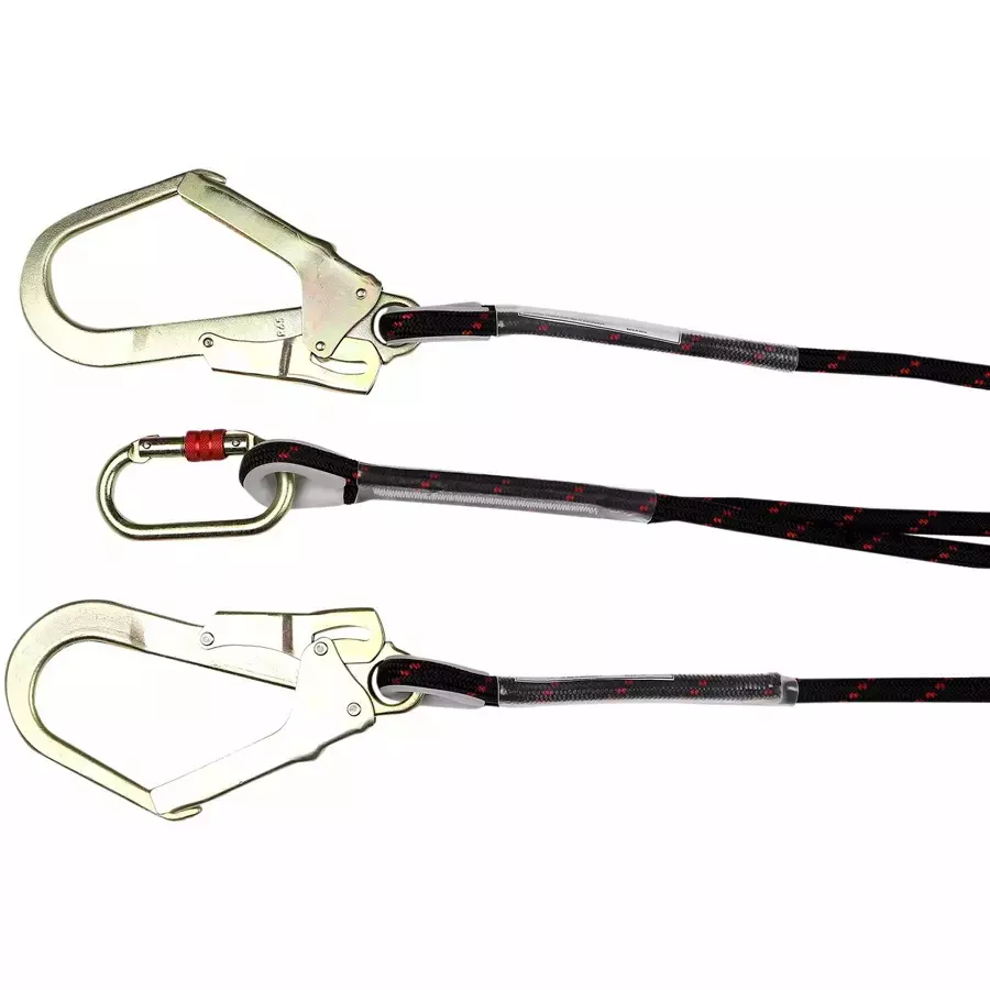 ISSAFE 12 mm Kernmatle Rope Double Lanyard with Two Ropes and Two Scaffolding Hooks, ISF -92 (Pack of 5)