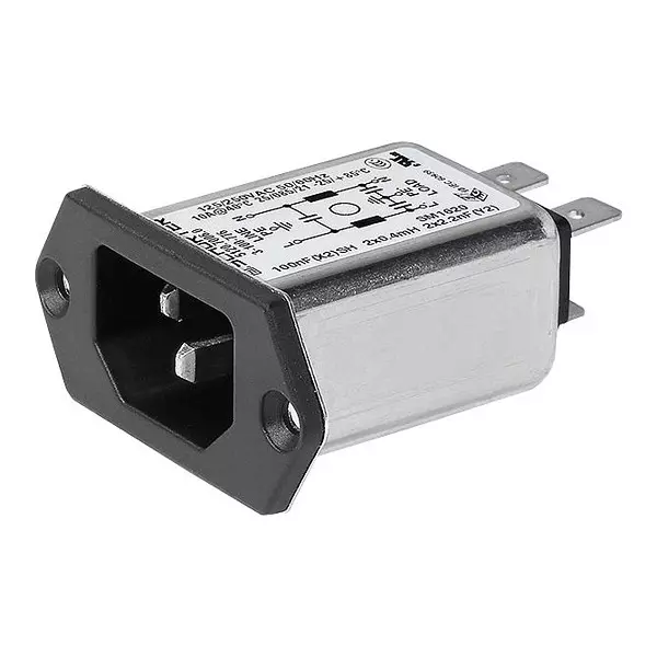 SCHURTER Iec Inlet C14/C18 With Filter, 10A, Qc, 3-100-776