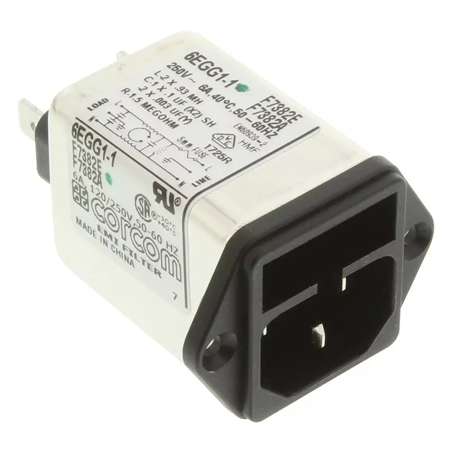 CORCOM - TE CONNECTIVITY Power Entry Module, Plug, 6A, 6EGG1-1