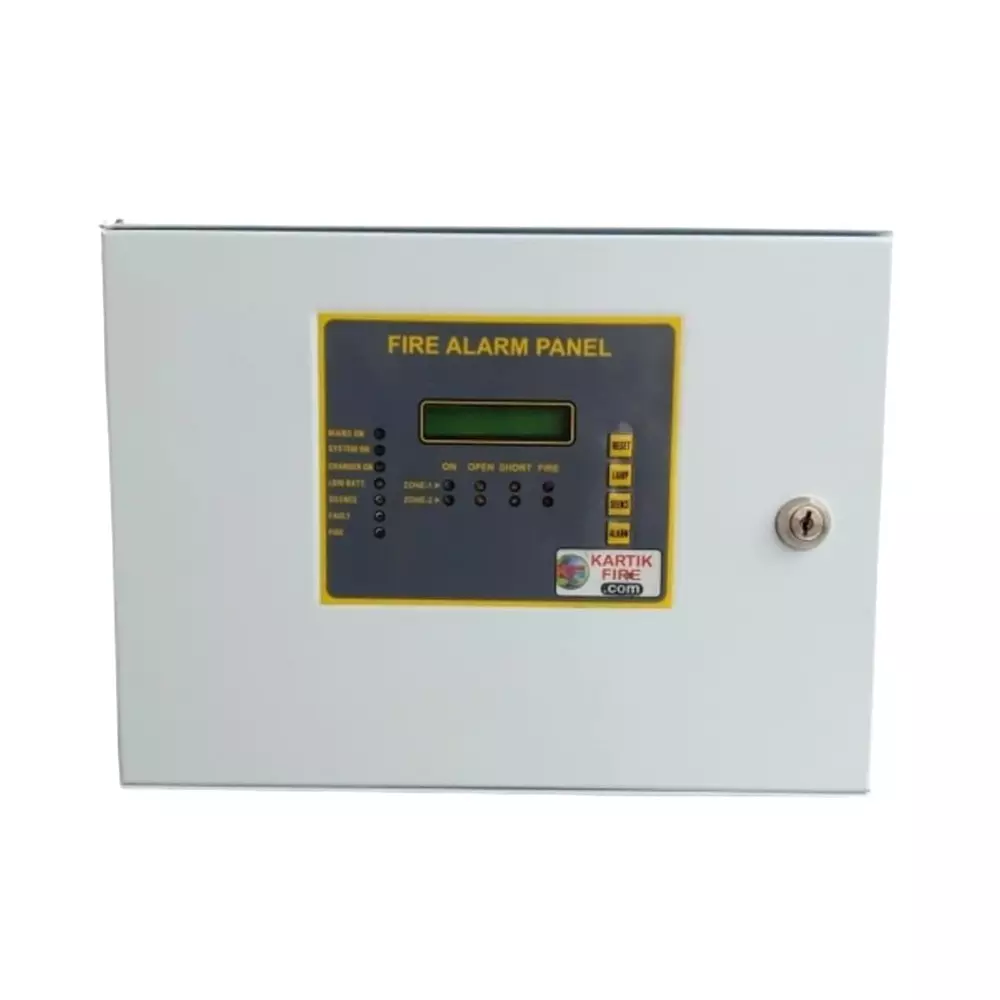 KARTIK Conventional Fire Alarm Panel Caramel White 2 Zone 1 A (24 VDC) Hooter Output, K-2ZFP