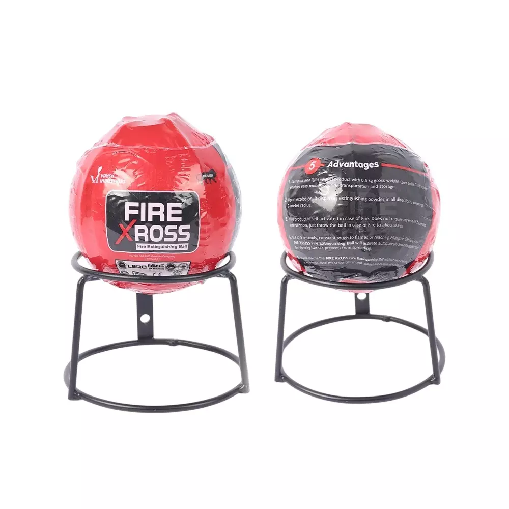 Vansh Homes Fire Extinguishing Ball with Stand 360° Fire Suppression Round Shape Red 500 g, VH-FX-03