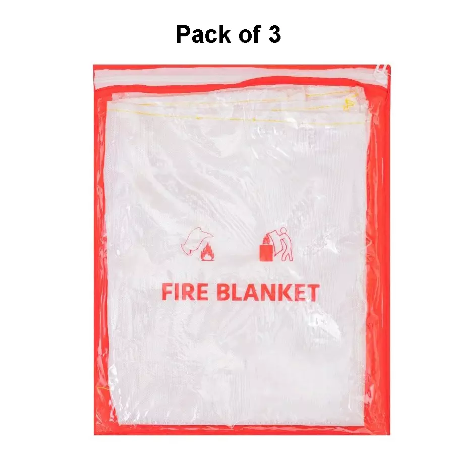 AFS Fire Blanket Fiber Glass Modern Style White 1.2x1.2 m for Fire Safety Use, (Pack of 3 Pcs)