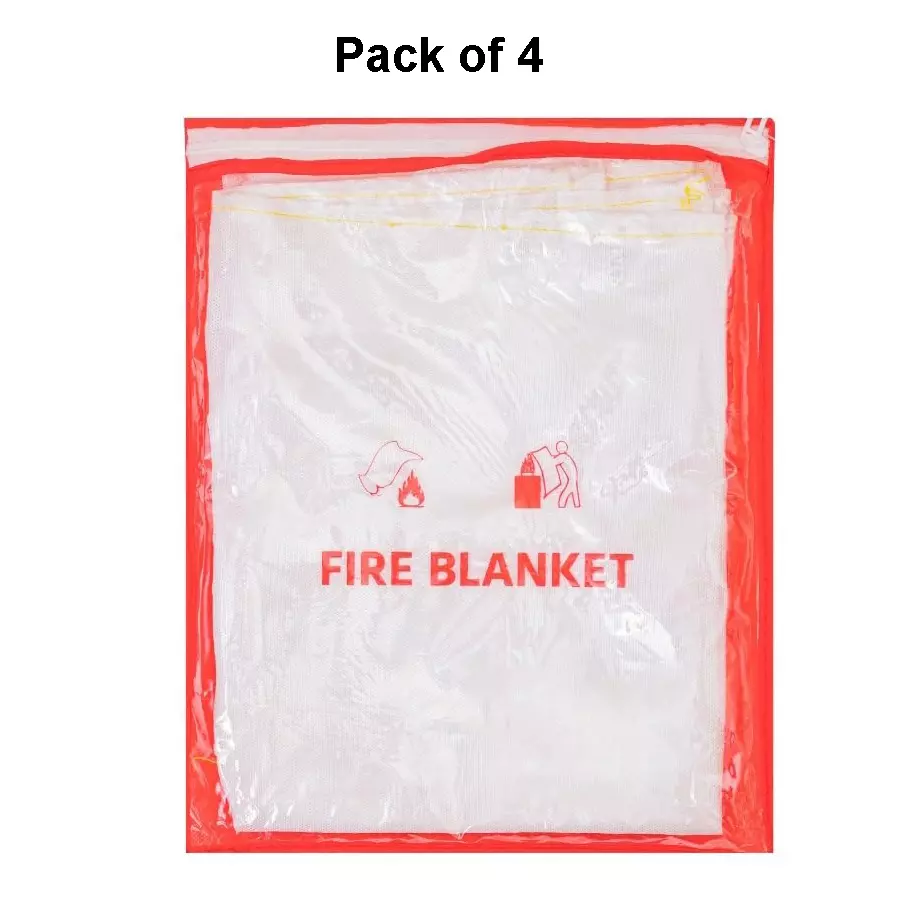 AFS Fire Blanket Fiber Glass Modern Style White 1.2x1.2 m for Fire Safety Use, (Pack of 4 Pcs)