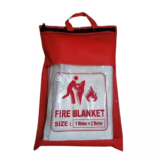 Efficacy 1 x 2 m Fireproof Safety Blanket White Color Full Size Made of Polycotton With Red Pouch, WI-FIRE-BLNKT-1