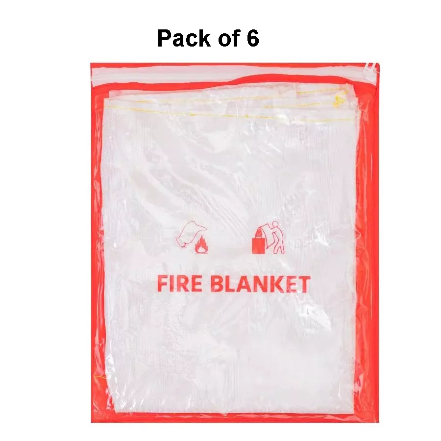 AFS Fire Blanket Fiber Glass Modern Style White 1.2x1.2 m for Fire Safety Use, (Pack of 6 Pcs)