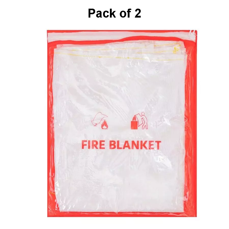 AFS Fire Blanket Fiber Glass Modern Style White 1.2x1.2 m for Fire Safety Use, (Pack of 2 Pcs)