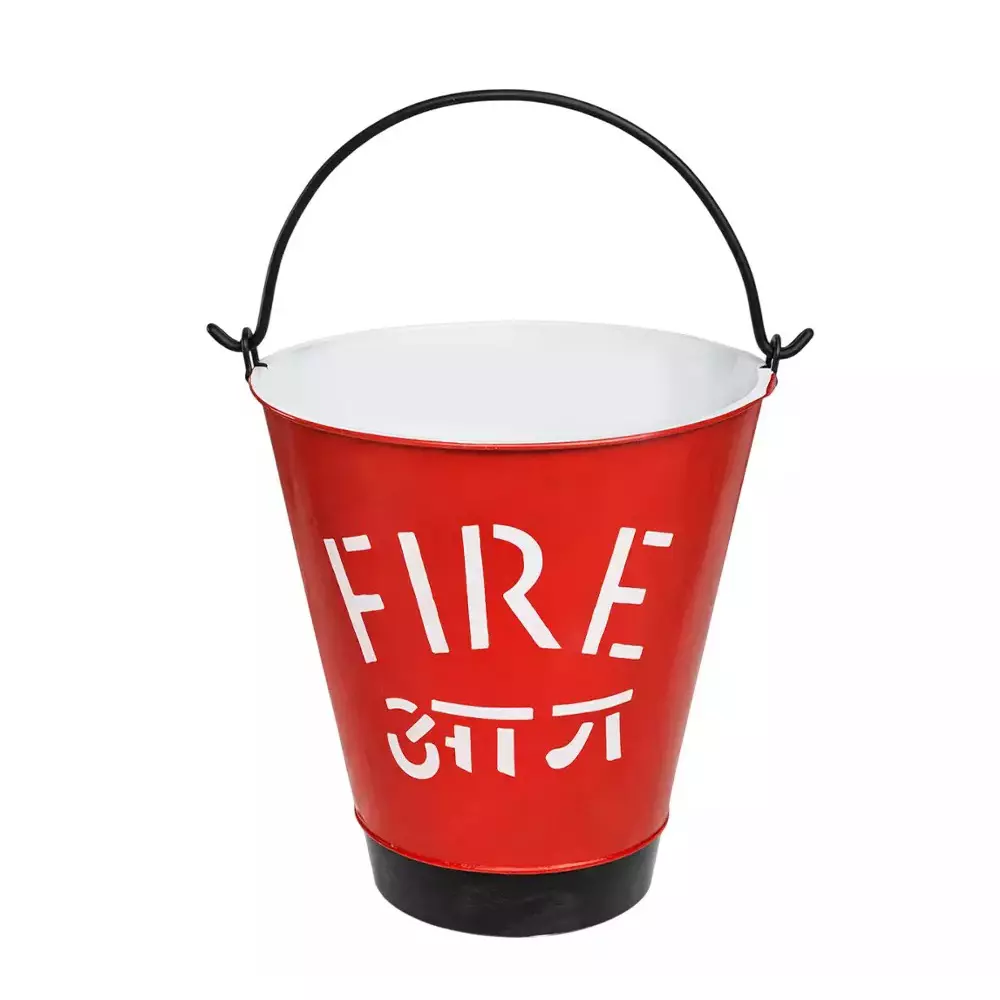 Cat Fire Stand Type Fire Safety Bucket 10 L Red Mild Steel Powder Coated Cylindrical Shape for Industrial Use (Pack of 3)
