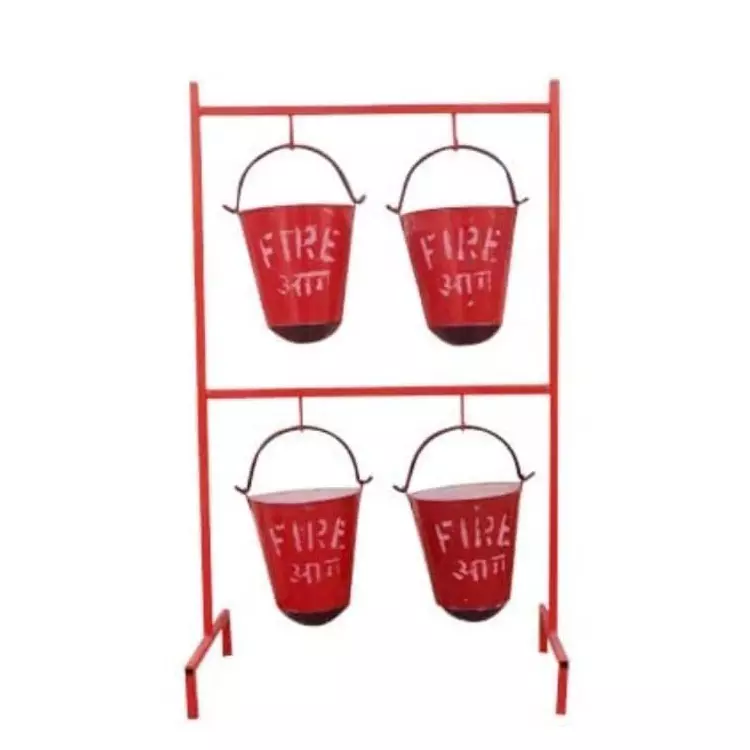bombay-ms-fire-bucket-stand-with-4-buckets-9-l-each-capacity-mild-steel-round-1-kit
