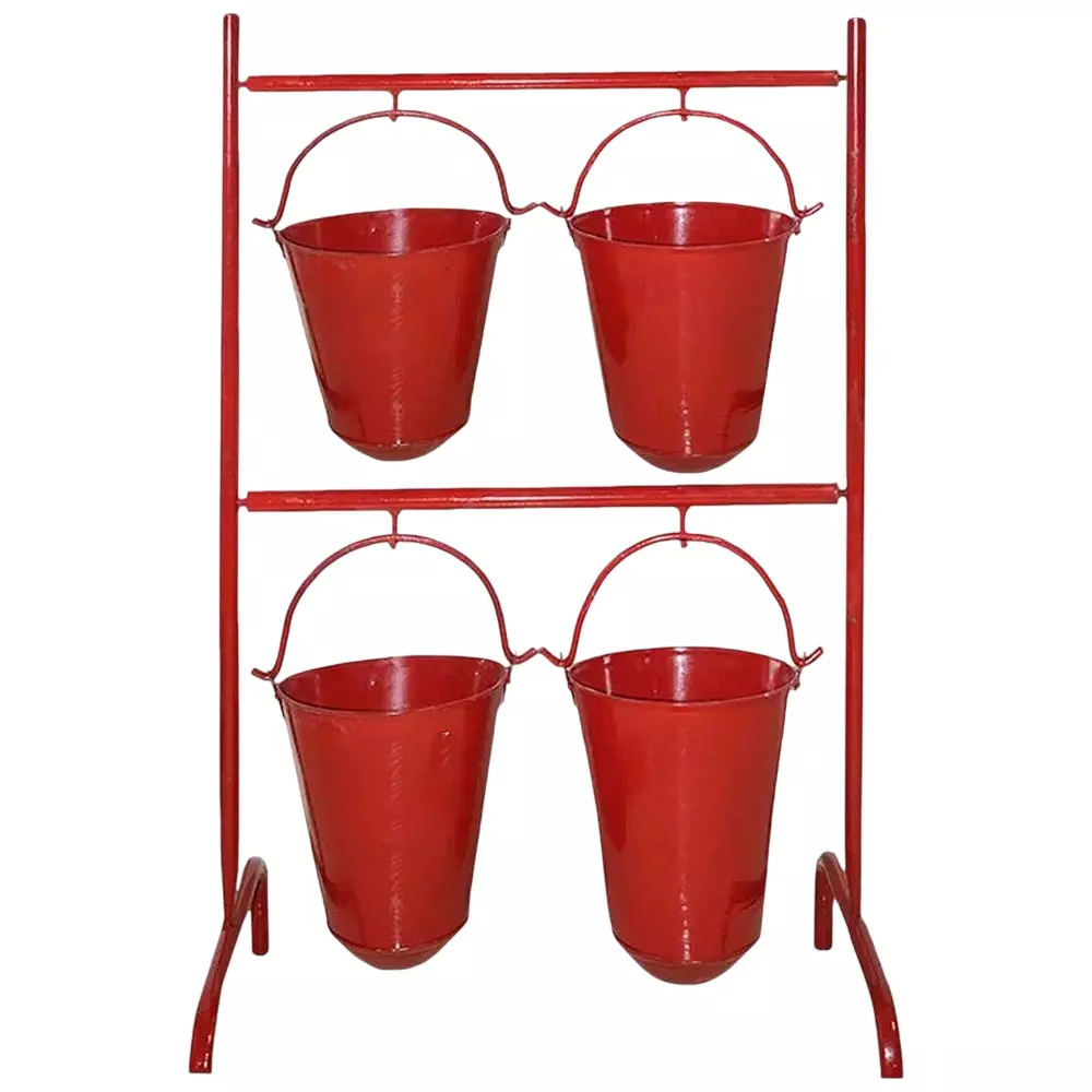 Bombay MS Fire Bucket Stand with 4 Buckets 9 L Each Capacity Mild Steel Round (1 Kit)