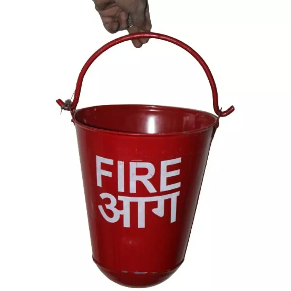 safetymust-9-kg-each-4-pcs-fire-bucket-with-stand-without-hood-red-color-mild-steel-body-for-safety-purpose