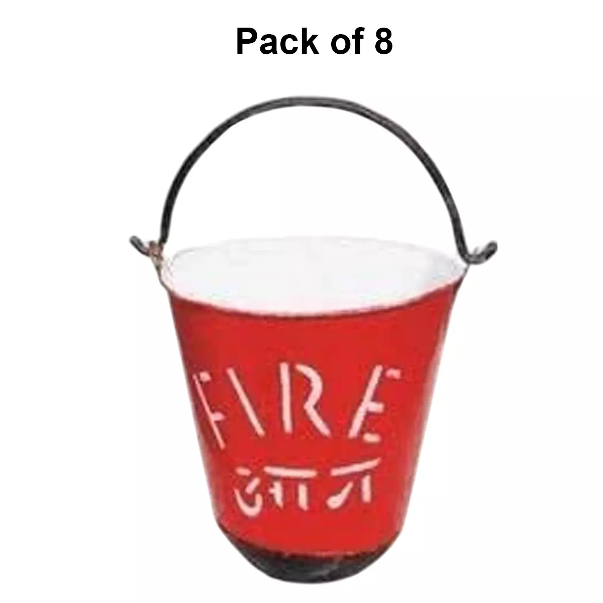Atasee Fire Bucket Mild Steel 9 L Capacity Conical Shape for Control Fire, (Pack of 8 Pcs)
