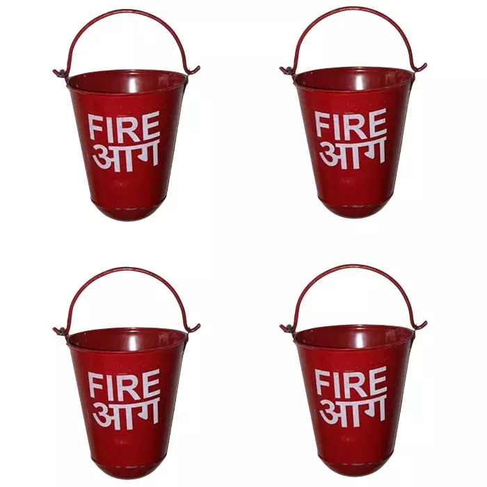 CHANDOK 9 L Fire Bucket with Handle Alloy Steel Red (Pack of 4)