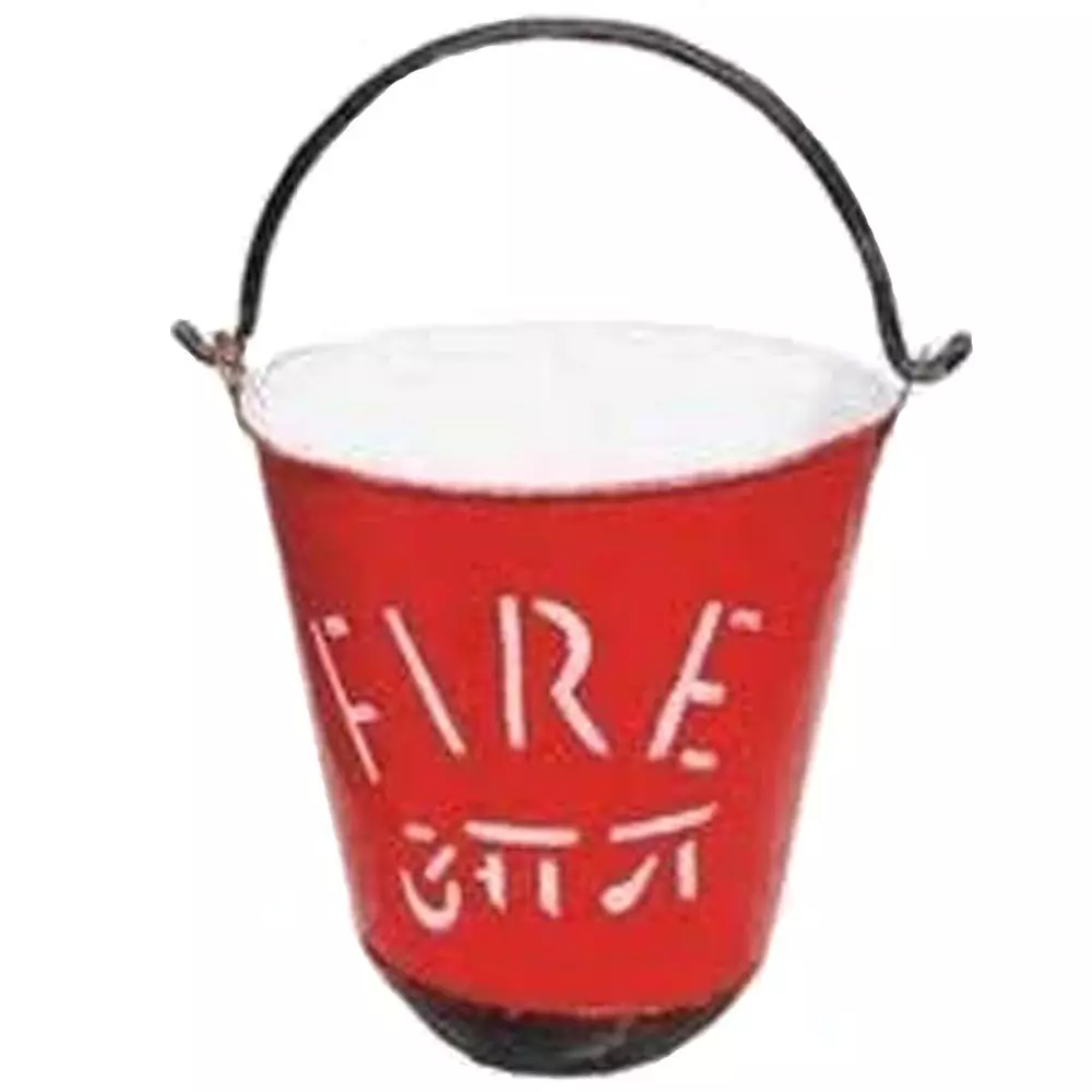 Atasee Fire Bucket Mild Steel 9 L Capacity Conical Shape for Control Fire, (Pack of 5 Pcs)