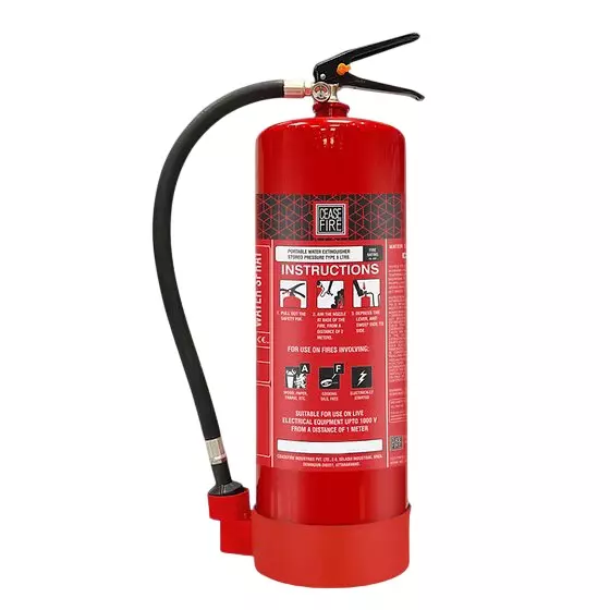 Ceasefire Portable Fire Extinguisher Spray Nozzle Stored Pressure Water Red 9 L, CF-001132S