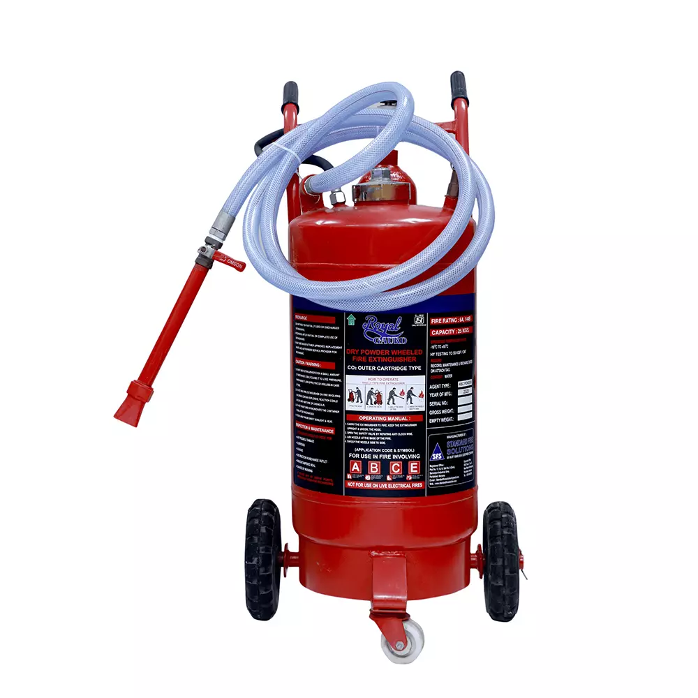 Royal Guard 25 Kg ABC Trolly Mounted Fire Extinguisher Red for Home, Office & Industrial Use