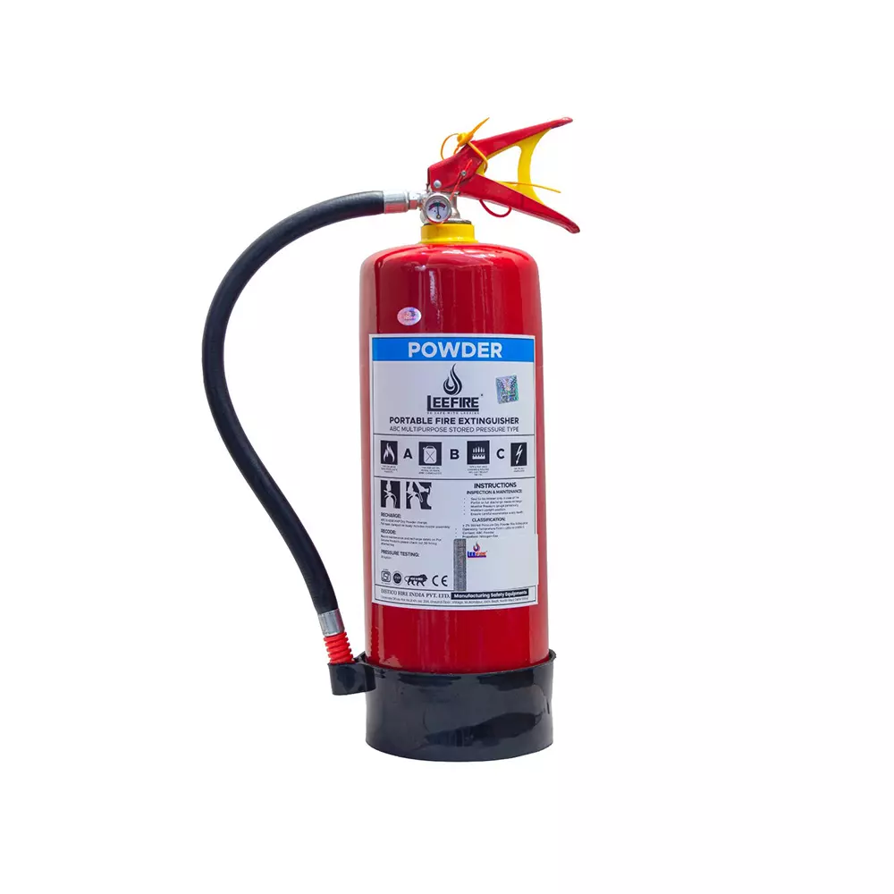 Leefire Dry Powder ABC Fire Extinguisher 4 Kg Capacity Mild Steel Red for Industrial Use