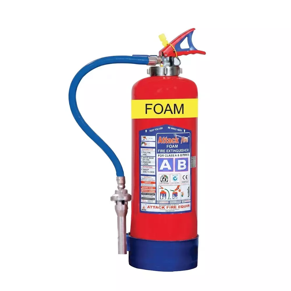 Attack Fire Mechanical Foam Fire Extinguisher Iron 9 L Capacity Red for Home, Office, Shop, Warehouse, And Industrial Areas