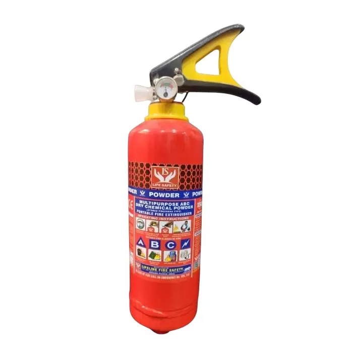 Life Safety 1 Kg ABC Fire Extinguisher 50% MAP (Monoammonium Phosphate) Concentration for Home, Shop, Office, Industries