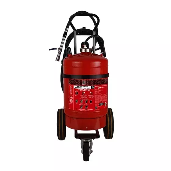 Ceasefire Portable Fire Extinguisher with Wheel Cartridge Type ABC Powder MAP 50 Red 50 Kg, CF-001170