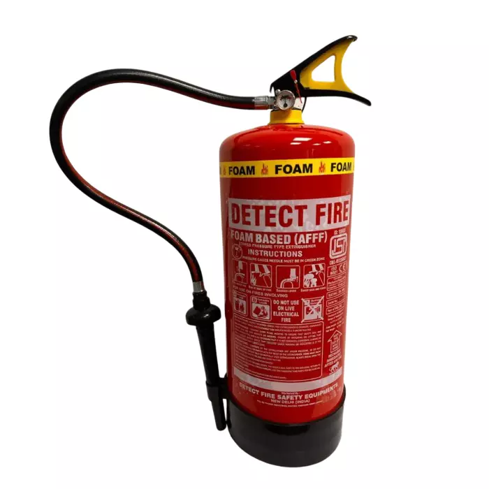 Detect Fire 9 L Mechanical Foam Fire Extinguisher Stored Pressure AFFF Compound (3% & 6%) Mild Steel Red