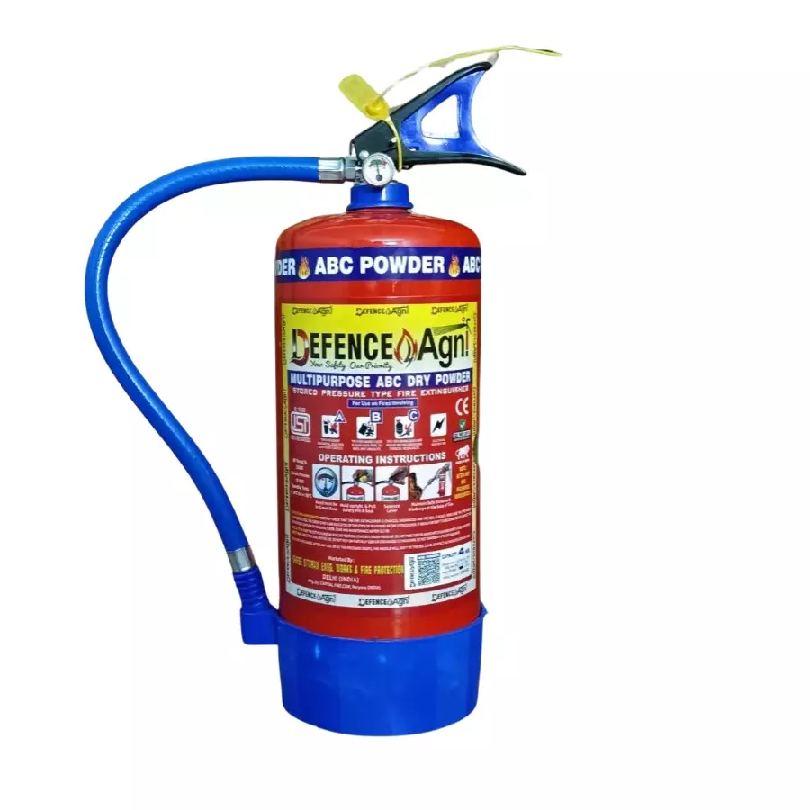 Defence Agni 4 Kg Fire Extinguisher ABC Dry Powder Stainless Steel Red