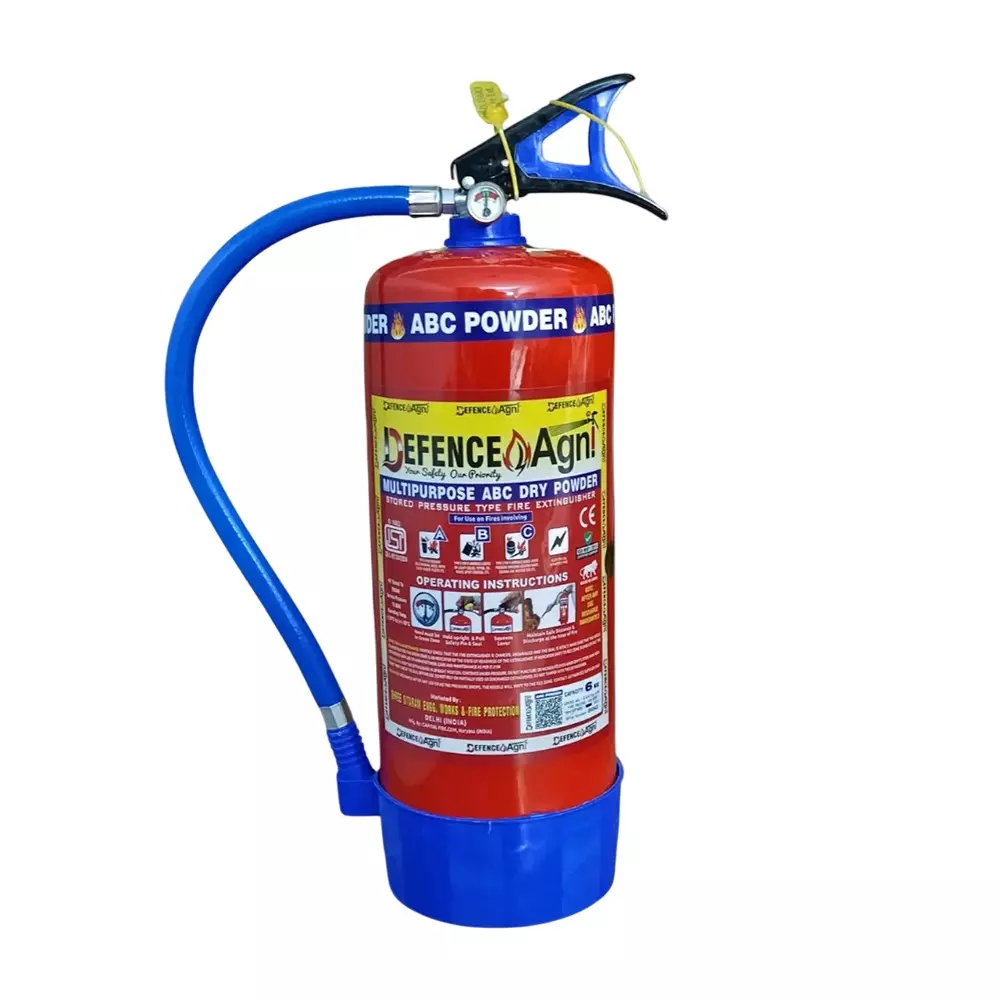 Defence Agni 6 Kg Fire Extinguisher ABC Powder MAP 50% Stainless Steel Red