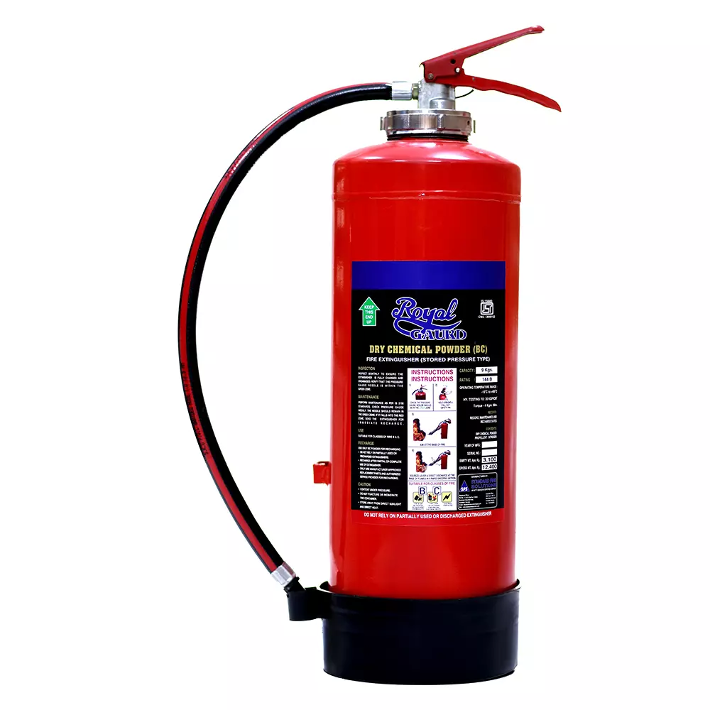 Royal Guard 9 Kg Dry Chemical Powder Fire Extinguisher Cartridge Type Red for Home, Office & Industrial Use