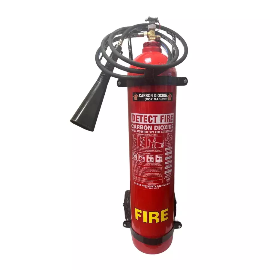 RENEVO Co² Fire Extinguisher 45 Kg Epoxy Polyester Powder Coating Trolly Mounted Red