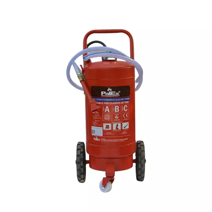 Palex 25 Kg Wheeled Fire Extinguisher with Valve and Nozzle ABC Powder 500 g Internal CO₂ Gas Cartridge