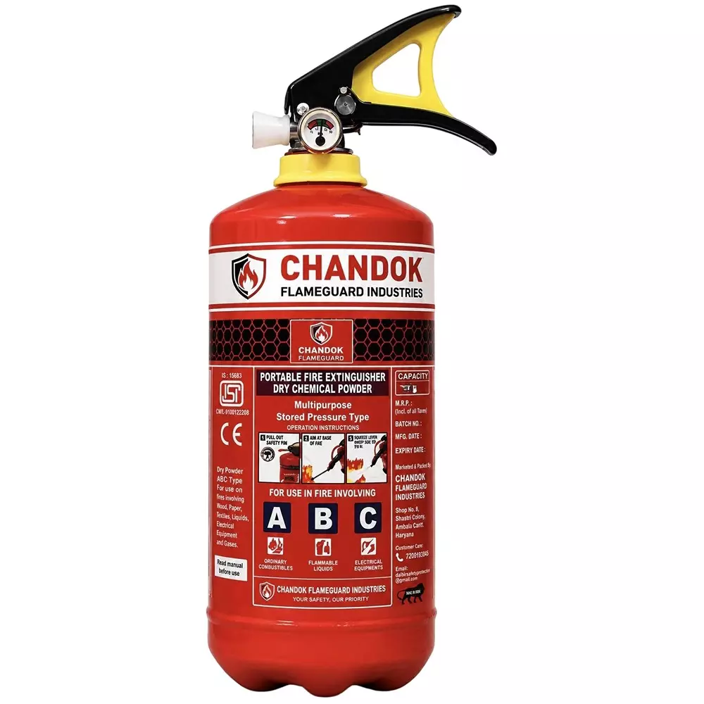 Chandok 2 Kg Fire Extinguisher ABC Powder Stored Pressure Type