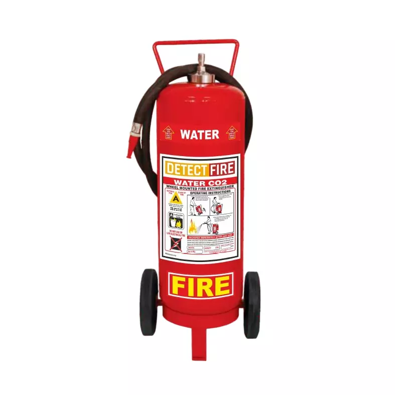 DETECT FIRE 50 L Fire Extinguisher with Trolly Mounted Cartage Type CO² DM Soft Water Automatic Contact Red