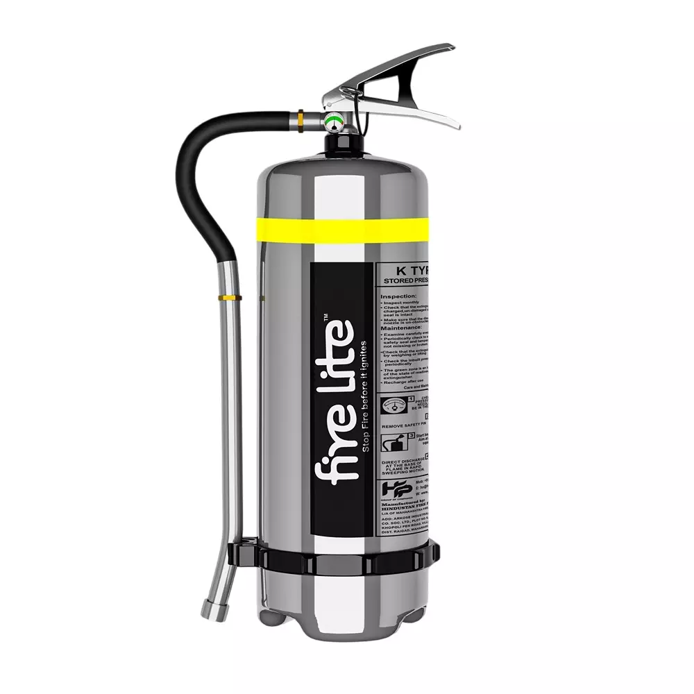 FIRE LITE 4, 6 & 9 L Wet Chemical Fire Extinguisher Kithen Type Chrome