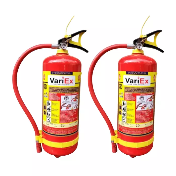 Variex 6 Kg ABC Powder Type Fire Extinguisher Red with 35 Bar Test Pressure, VFE-6ABC_2 (Pack of 2)