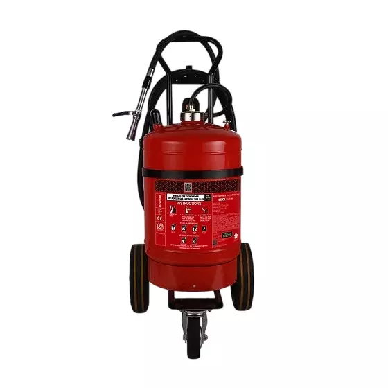 Ceasefire Portable Fire Extinguisher with Wheel Cartridge Type ABC Powder MAP 50 Red 25 Kg, CF-001169