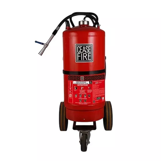 Ceasefire Portable Fire Extinguisher with Wheel Cartridge Type ABC Powder MAP 50 Red 75 Kg, CF-001192