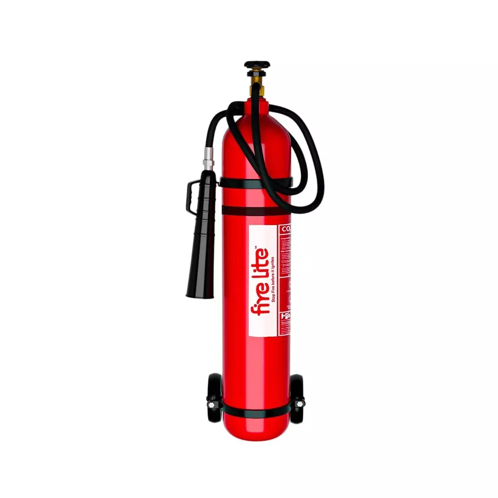 FIRE LITE 6, 9 & 22.5 kg CO² Gas Based Fire Extinguisher with Wheel Mount Red