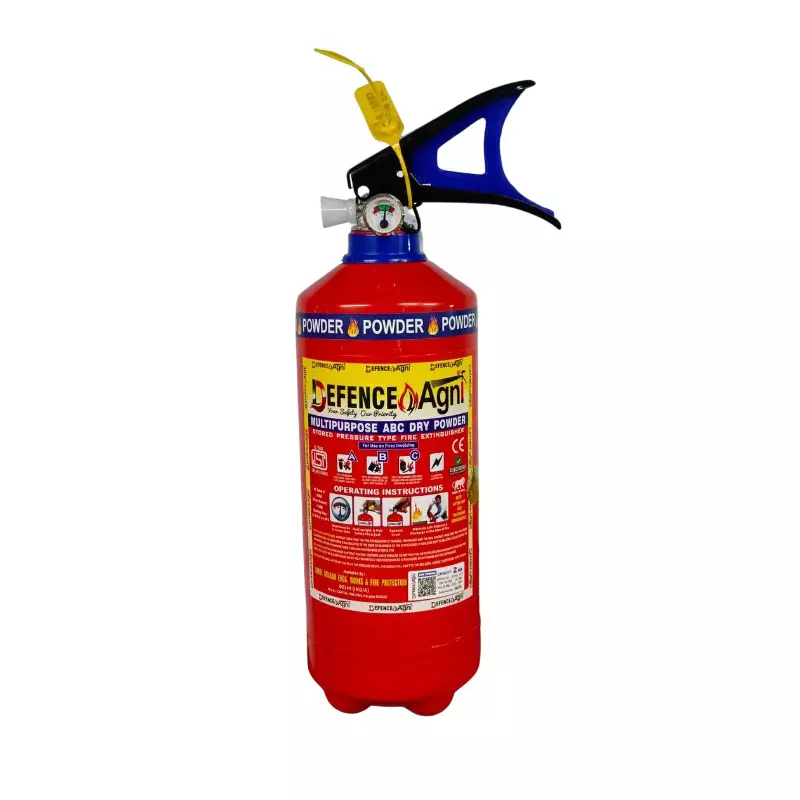 Defence Agni 2 Kg Fire Extinguisher ABC Dry Powder Stainless Steel Red