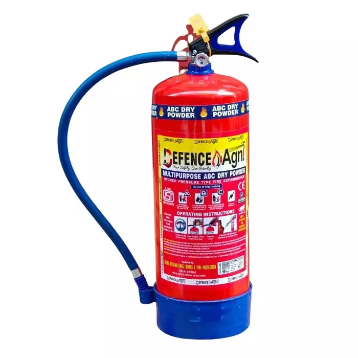 Defence Agni 9 Kg Fire Extinguisher ABC Powder MAP 90% Stainless Steel Red