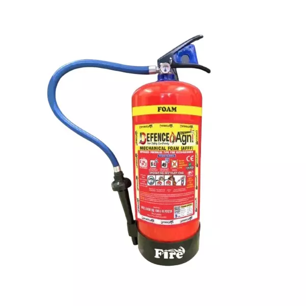 Defence Agni 9 L Mechanical Foam Fire Extinguisher Stored Pressure AFFF Compound (3% & 6%) Mild Steel Red