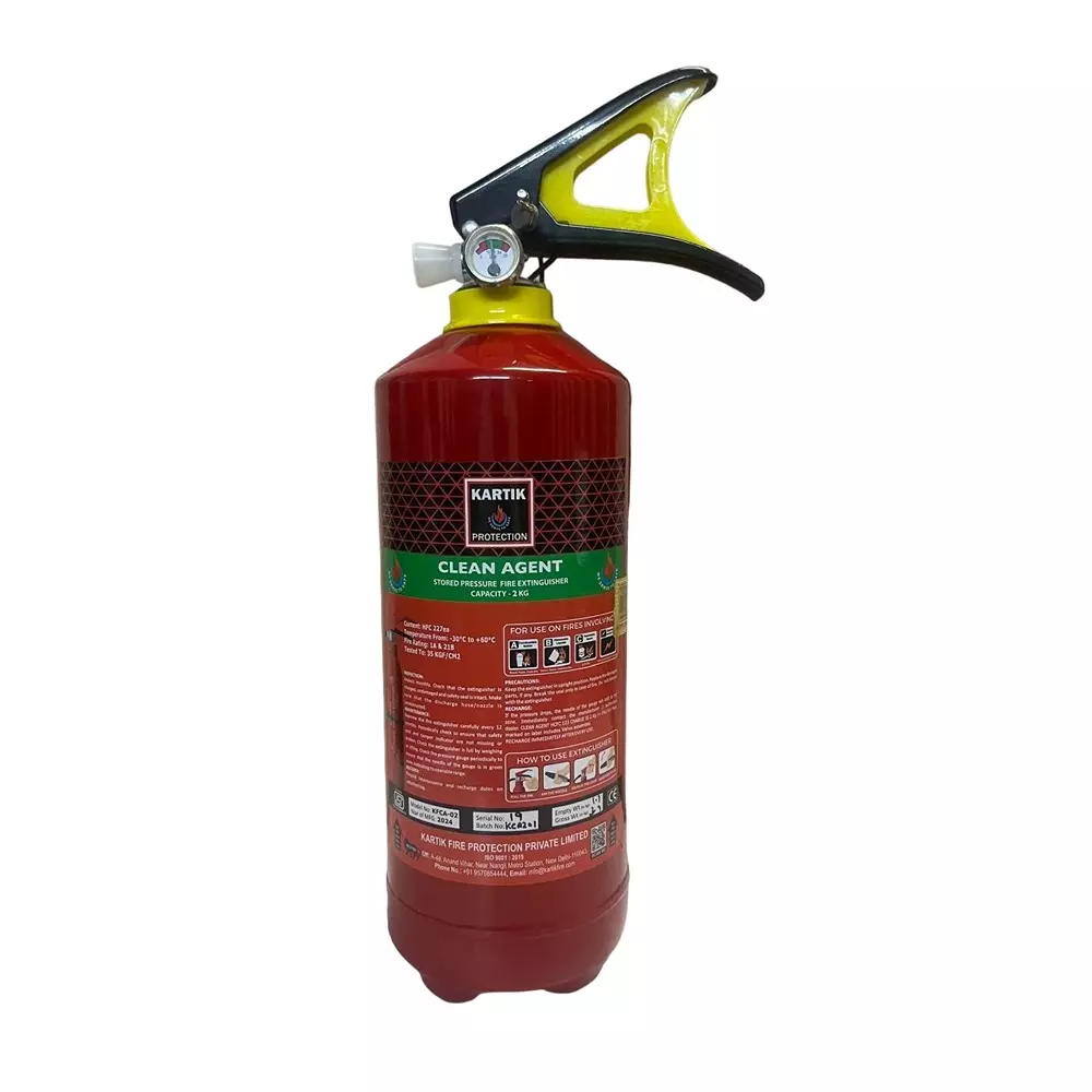 Kartik Stored Pressure Fire Extinguisher Clean Agent ABC HFC 227ea 2 Kg, KFCA02