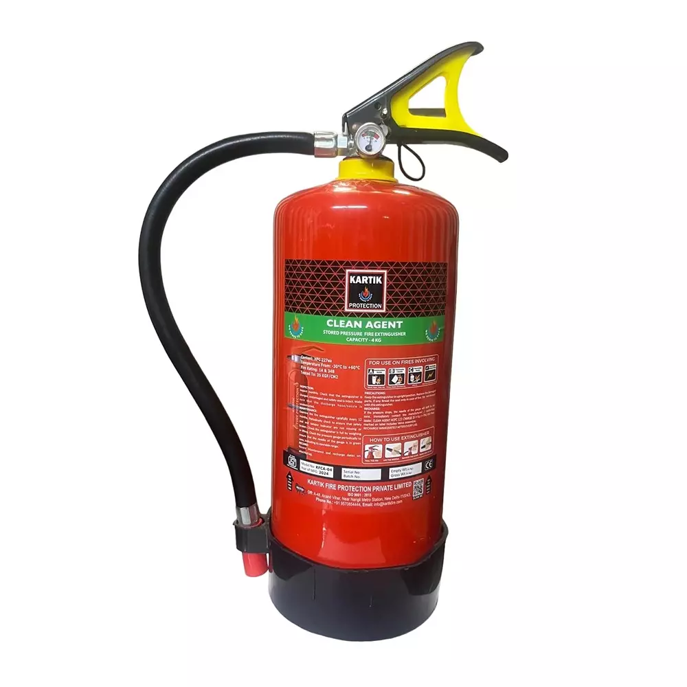 Kartik Stored Pressure Fire Extinguisher Clean Agent ABC HFC 227ea 4 Kg, KFCA04