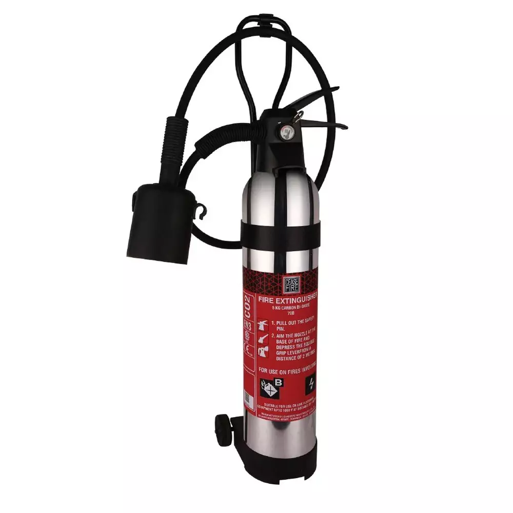 Ceasefire Wheeled Extinguisher with Trolly CO² 5 Kg Stored Pressure Chrome, CF-000985