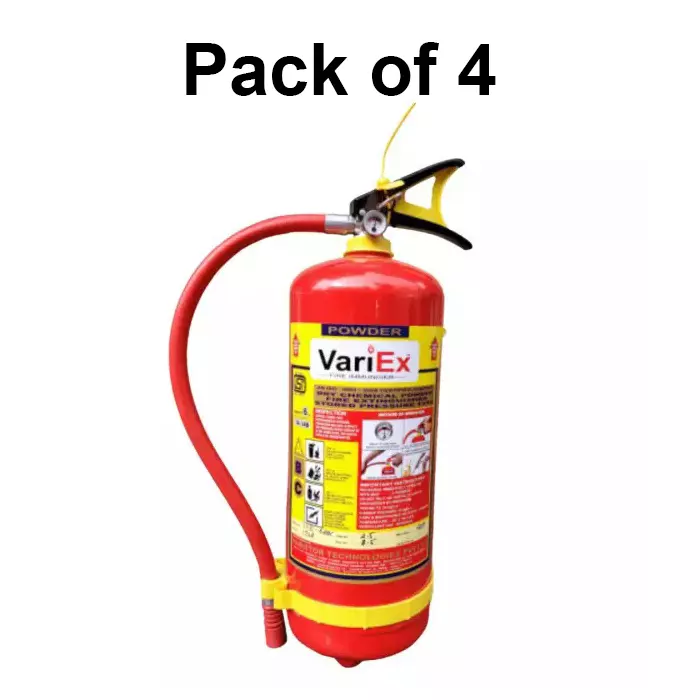 Variex 6 Kg ABC Powder Type Fire Extinguisher Red with 35 Bar Test Pressure, VFE-6ABC_4 (Pack of 4)