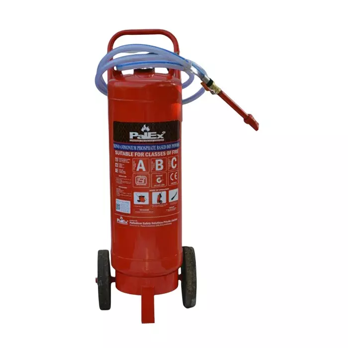 Palex 75 Kg Wheeled Fire Extinguisher with Valve and Nozzle ABC Powder 2 Kg Outer CO₂ Gas Cartridge