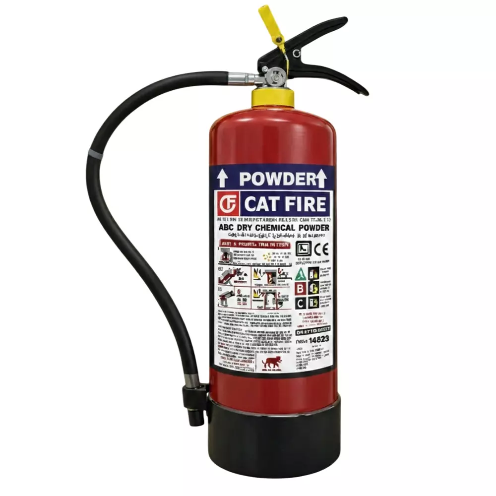Cat Fire ABC Powder Fire Extinguisher 4 Kg Red Mild Steel Powder Coated Cylindrical Shape for Industrial Use