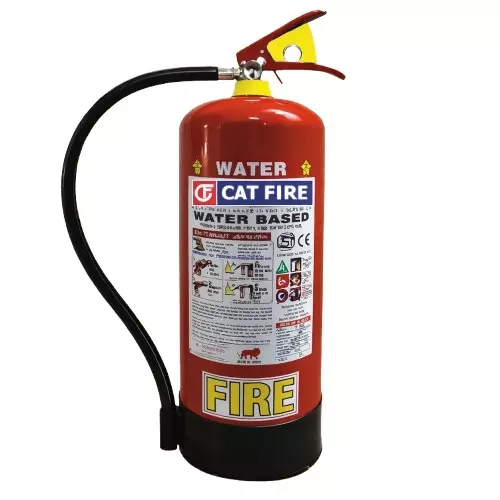 Cat Fire Water Type Fire Extinguisher Cylinder 9 L Red Mild Steel Powder Coated for Industrial Use