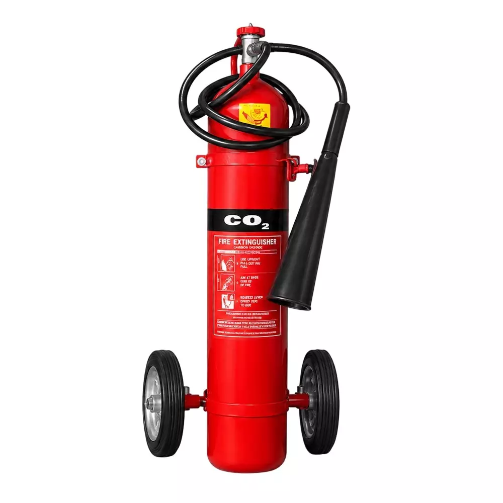 Attack Fire Co2 Fire Extinguisher Trolley Mounted Iron 6.5 Kg Capacity Red for Home, Office, Shop, Warehouse, And Industrial Areas