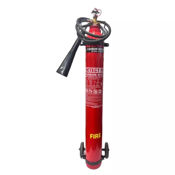 Detect Fire 9 Kg Fire Extinguisher with Trolly Mounted CO² Gas Mild Steel Red
