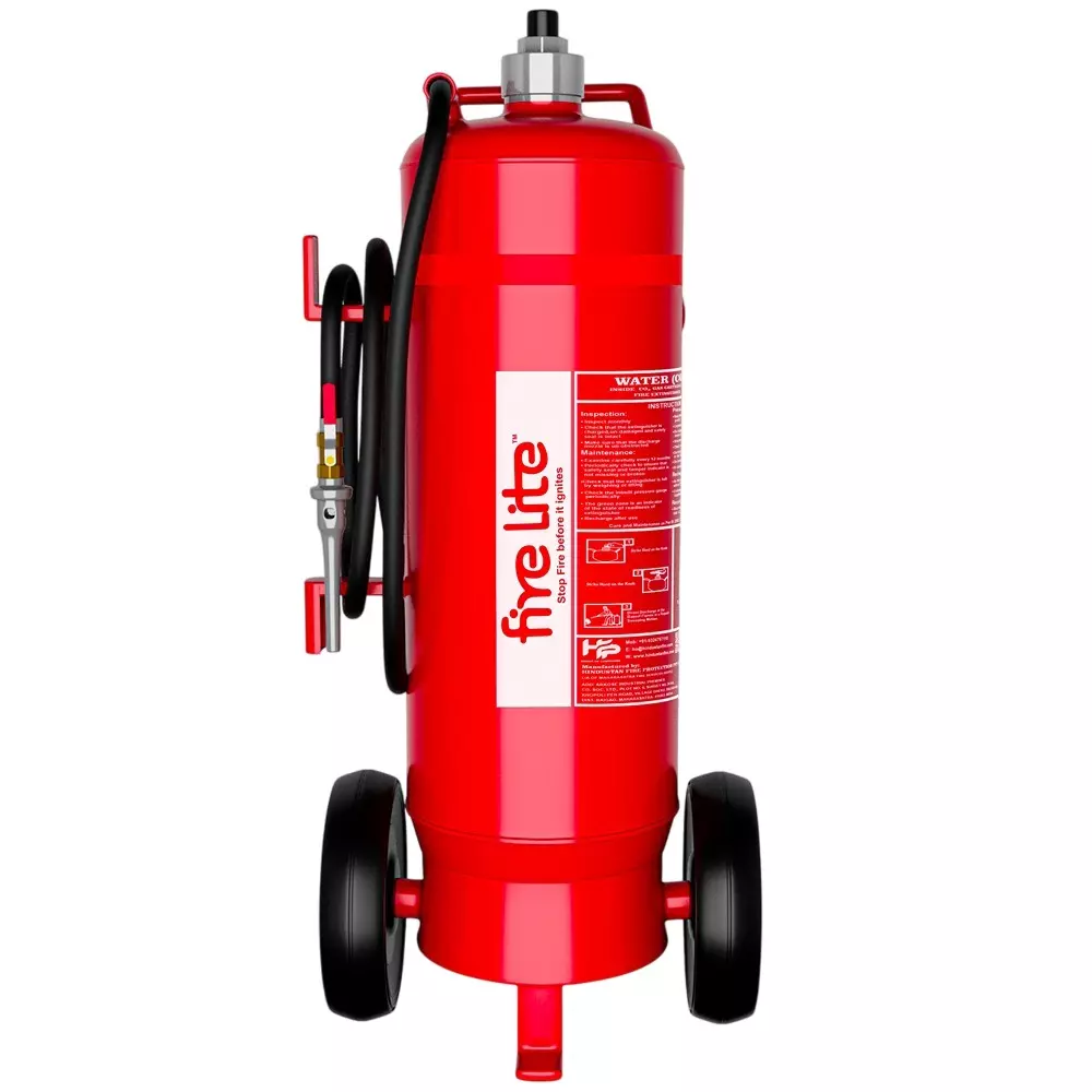 FIRE LITE 45 L Water Based Fire Extinguisher with Wheel Mount Outside CO² Type Red, FE19